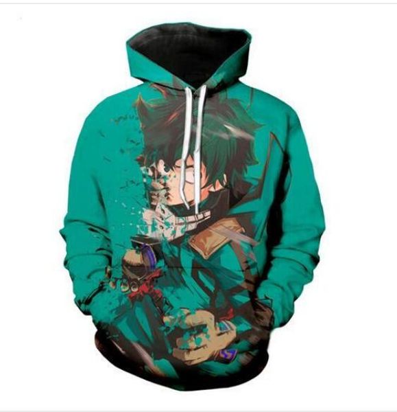 

new fashion men/women couples my hero academia funny 3d sweatshirts hoodies autumn winter casual print hooded pullovers hp021, Black