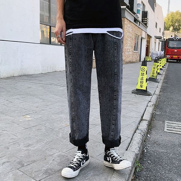 

разборчивыми 2020 весна осень твердые джинсы мужские повседневные джинсовые брюки свободные брюки fit new brand брюки прямые мужчины, Blue