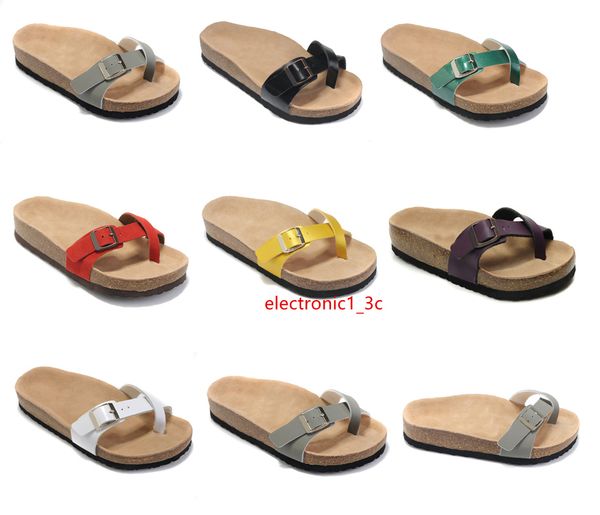 

ell genuine leather slippers women flat sandals mens shoes one buckle fashion designer summer beach with orignal box