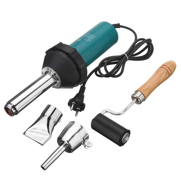 

1080w 220v 50hz plastic air welding gun with pencil tip nozzle & flat tip & pressure roller heat gun kit for welder machine