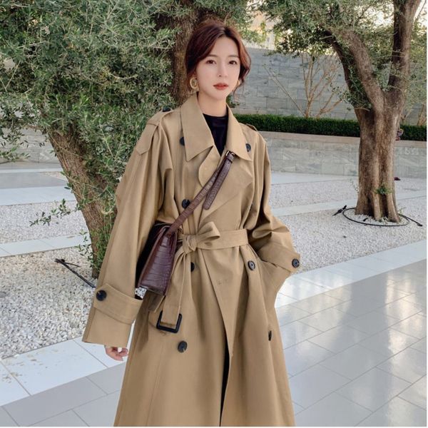

tvvovvin temperament trench coat for women double-breasted autumn new 2019 windbreaker female fashion casual women clothing c912, Tan;black