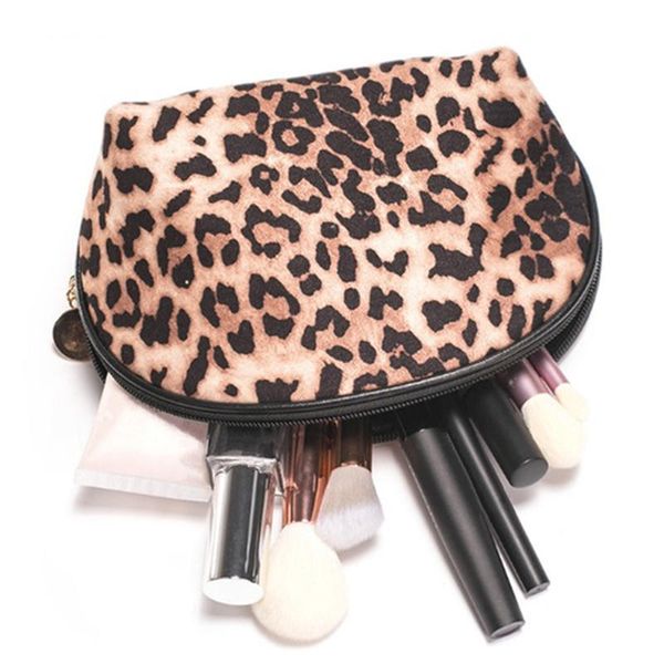 

new fashion leopard print shell cosmetic bag travel portable hand-held makeup storage bag large-capacity wash pouch