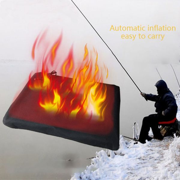

2019 portable winter carbon fiber usb heating cushion automatic inflatable outdoor electric warm cushion fishing pad