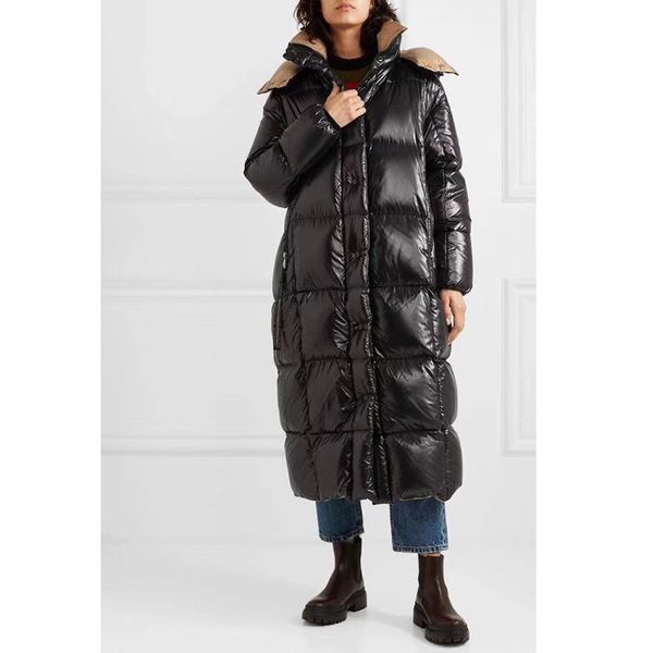 

x-long down jackets 2019 fashion long product fashion women down jacket winter dress coat slim thick hooded black
