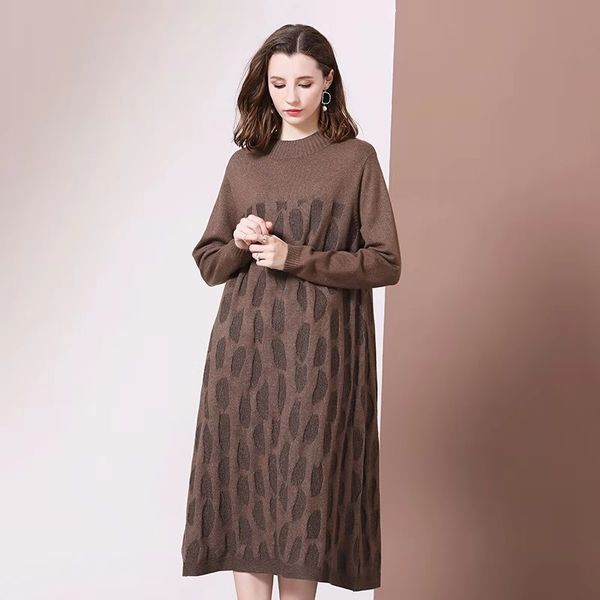 

женщины падают зимой свитер платье роскоши дизайнер длинных свитера платье womens трикотажной толстый рыхлые случайные платья марочных импер, Black;gray