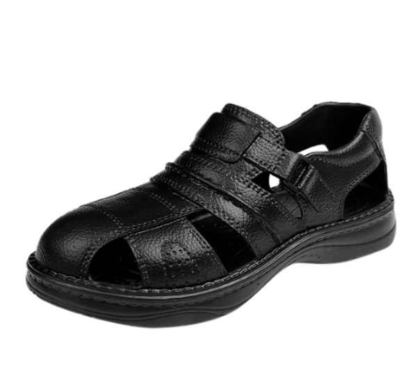 

men's casual sandals beach hole shoes shallow mouth thick bottom non-slip openwork shoes new listing 2020, Black