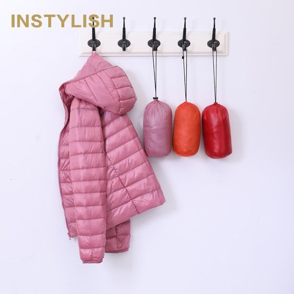 

instylish ultra-light plus size 6xl thin down jacket women slim short hooded warm duck down coat casual korean parkas outwear, Black