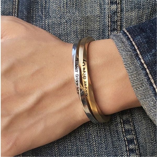 

men and women fashion never give up spiral letter bracelet inspirational energy charm couple bracelet lovers gifts, Black