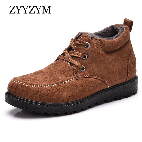 

zyyzym men's boots cotton-padded winter suede thickening outdoor short plush keep warm male boots, Black