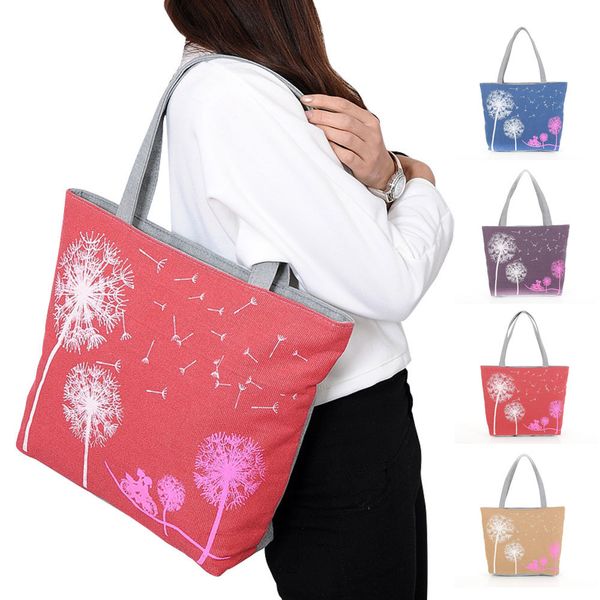

bags for women dandelion canvas belt bag flowers casual women handbag zipper shoulder bags lady's beach bag sac main femme