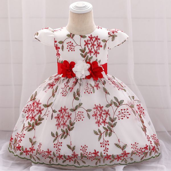 

2019 baptism christening dress for baby girl dress print princess wedding dresses girl party 1st birthday 3 6 12 24 month, Red;yellow