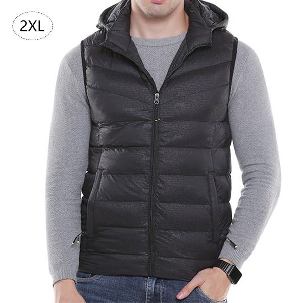 

2019 men's electric heated vest heating waistcoat usb cotton vest smart heating men's casual removable cap winter warm, Gray;blue