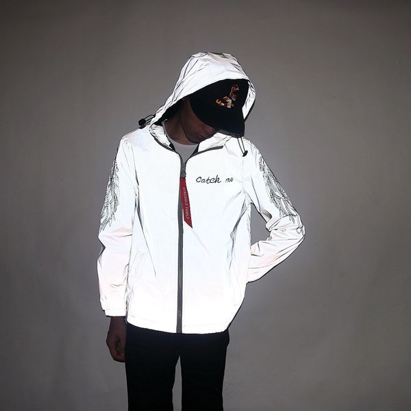 

2019 autumn thin double reflective jackets and long sleeve all reflective hooded jacket, Black;brown