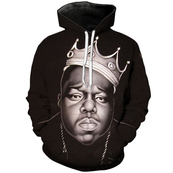 

men/women rapper tupac 2pac notorious b.i.g. biggie smalls 3d printed long sleeve pullover tracksuits casual 3d hoodies h552, Black