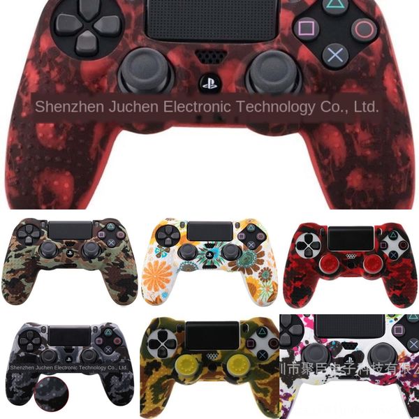 

1l0o2 shipping double color smile cover protective silicon rubber option skin case for ps4 controller 5 colors soft