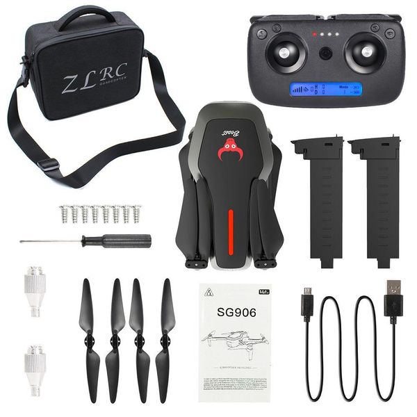 ZLRC SG906 Beast 4K Dual GPS 5G WiFi FPV pieghevole RC Drone posizionamento del flusso ottico RTF nero - due batterie con borsa