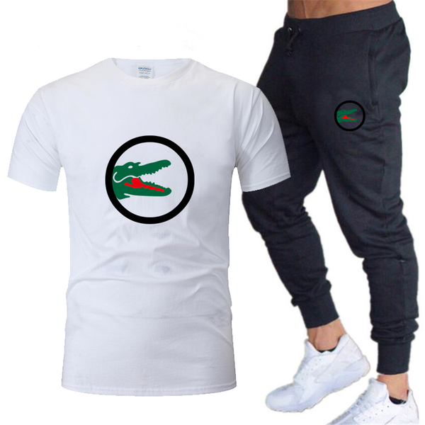 

2020 men's suits, t-shirt and pants suits, two-piece men's casual sportswear, fashion print sports pants, sportswe, Gray
