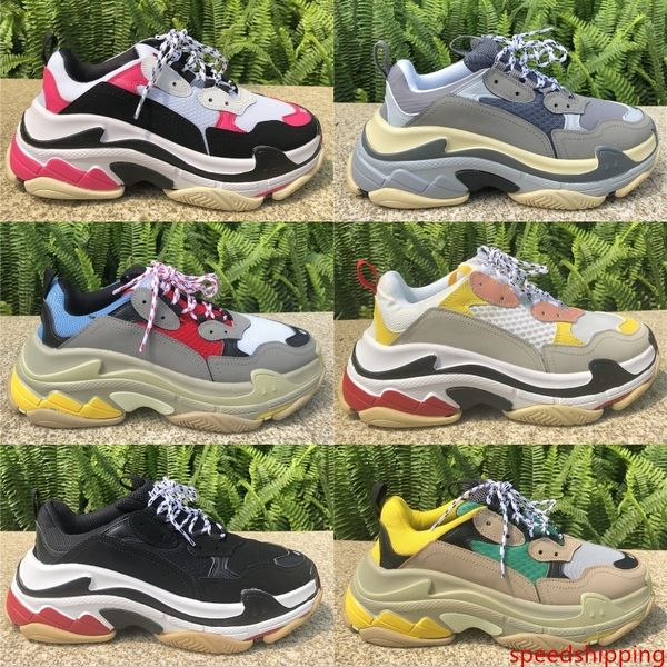 

2019 fashion paris multi color triple-s casual shoes for men women black white red luxury old dad platform sneaker trainers size 36-45