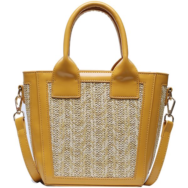 

2020 pu leather patchwork straw female bag lady's handbag fashion shoulder bags women's handbag