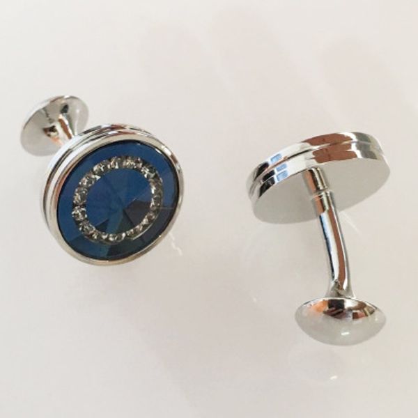 

производители питания одежды рубашки аксессуары мужчин запонки синий кристалл rhinestone французские запонки рукав ногти мужчины первый выбо, Silver