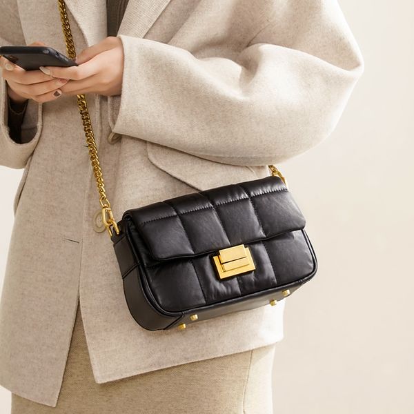 

woonam women fashion handbag hide genuine supple quilted calf leather flap shoulder bag wb1126