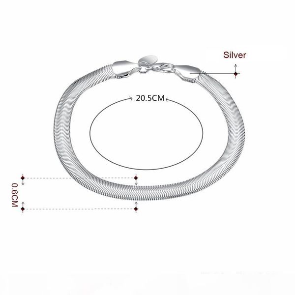 

diamond ring 100% original jewelry s925 stamp solid silver bracelet new trendy 925 silver snake chain bracelet for women and men h164, Golden;silver