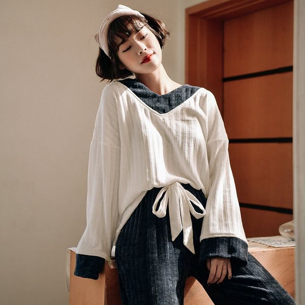 

2018 new arrival pajamas suit homewear comfortable warm autumn, Blue;gray