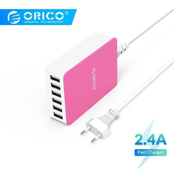 

orico csa 6 puertos usb cargador rÃ¡pido de escritorio adaptador de corriente cargador 5v 2.4a 50w usb de carga para samgsung xiaomi huawei