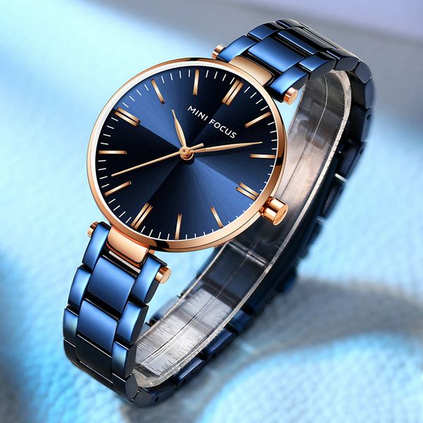 

elegant blue women watches waterproof fashion quartz ladies watch stainless steel strap casual dress female clock, Slivery;brown