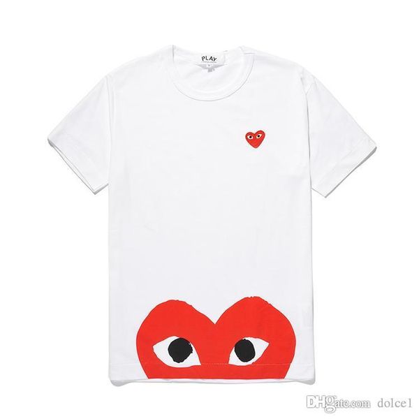 

19ss comme des garcons mens 18 designer t shirts red heart tshirts summer clothing men women cotton white tee, Blue;gray
