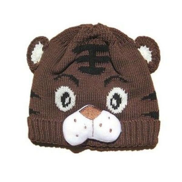 

autumn winter 1pcs baby girls boys kids toddlers crochet knit cute tiger hat beanies, Yellow
