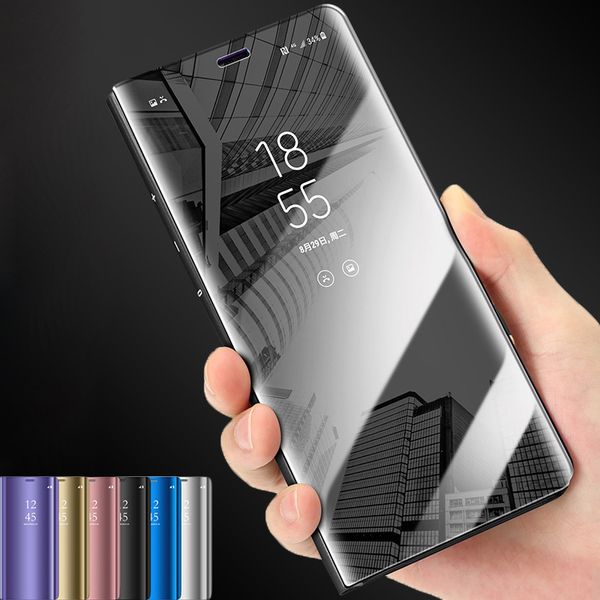 

luxury touch smart flip stand clear view phone case for samsung galaxy s10 s9 s8 plus s10e mirror case for s7 edge cover for iphone