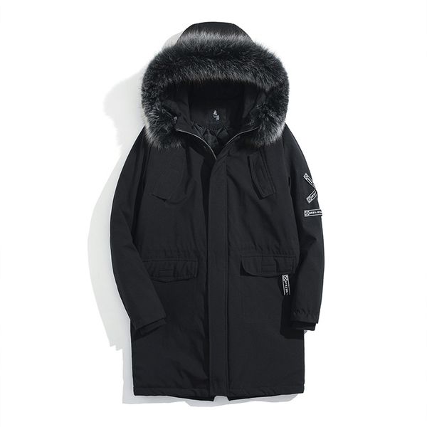 

2018 high street black hooded long winter jacket men parka
