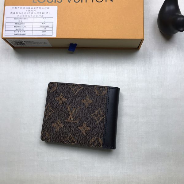 

With box logo pari premium leather lender wallet brown black wallet genuine leather outdoor port bag, Red;black