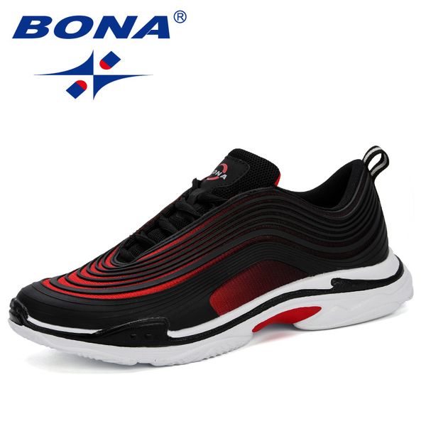 

bona 2019 sneakers men breathable casual shoes krasovki mocassin basket homme comfortable light trainers chaussures pour hommes, Black