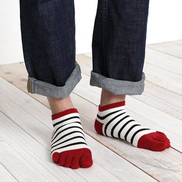 

cotton toe socks striped colorful patchwork men five finger socks new style deodorant sock sokken socquette hocoks, Black