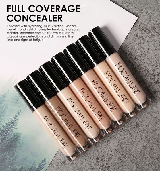 FOCALLURE 7 Farben Full Coverage Makeup Liquid Concealer Praktische Augen-Concealer-Creme Wasserdichte Make-up-Basis Kosmetischer Concealer