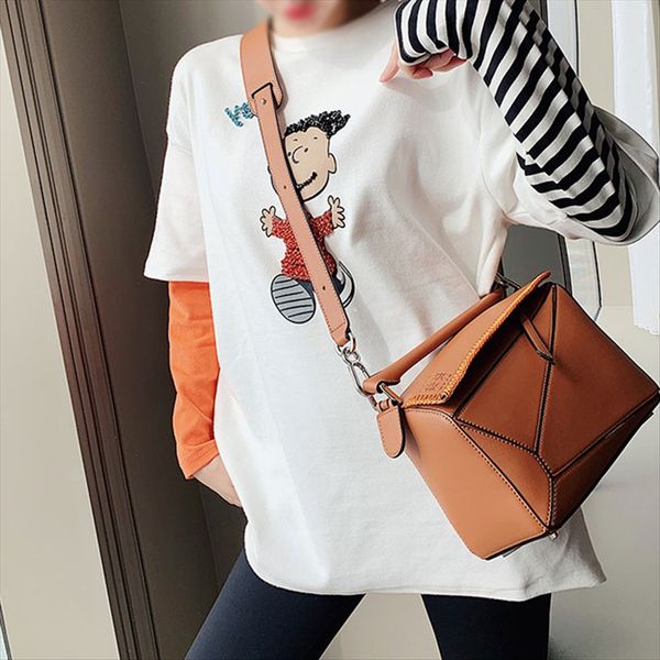 

slap home cartoon fake two-piece t-shirt women's loose white t-shirt long-sleeved fashion 2020