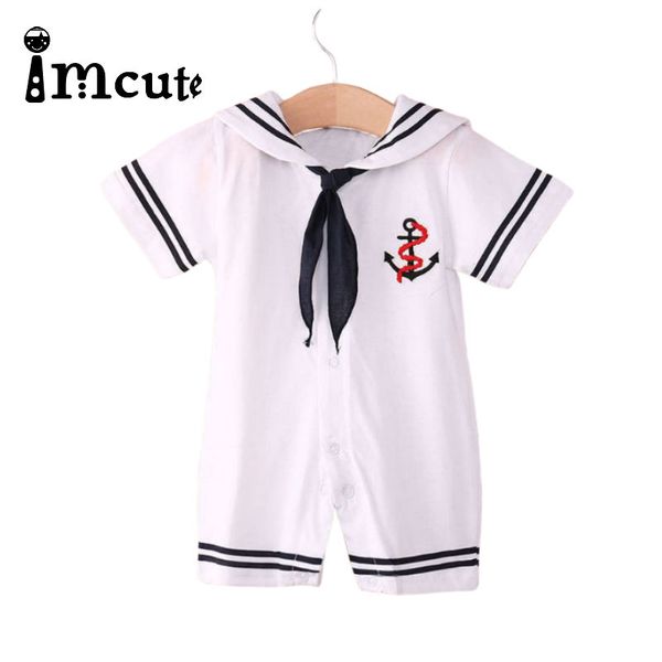 

imcute 2020 new newborn toddler baby boys romper infant soilder clothes captain outfit sunsuit navy style school baby sets 0-24m, Blue