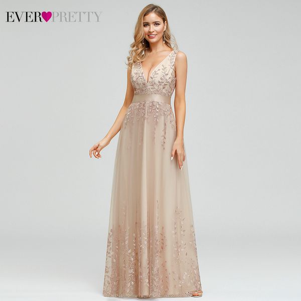 

pink evening dresses ever pretty ep00864pk a-line v-neck lace embroidery sleeveless tulle evening gowns abendkleider 2019, White;black