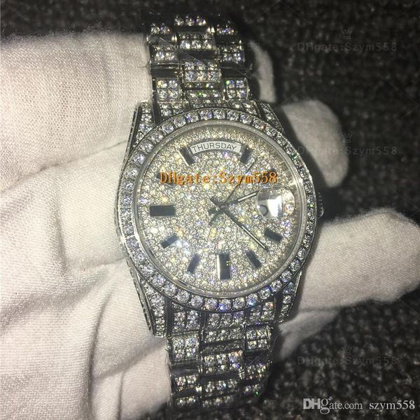 

luxury watch diamond watch 2836 automatic men waterproof 36mm mechanical 316 stainless steel set with diamonds sweep move, Bronze;slivery