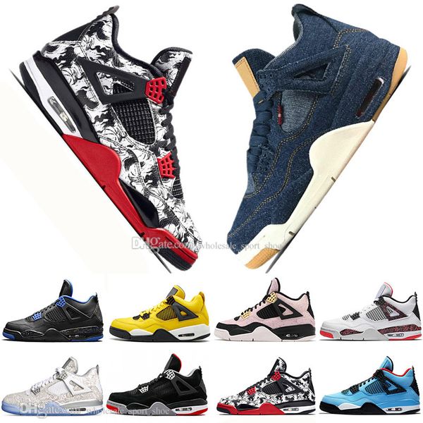 

With Box Drop Shipping New Bred 4 4s Tattoo Wings Laser Wings Mens Basketball Shoes Eminem Pale Citron Men Sport Designer Sneakers