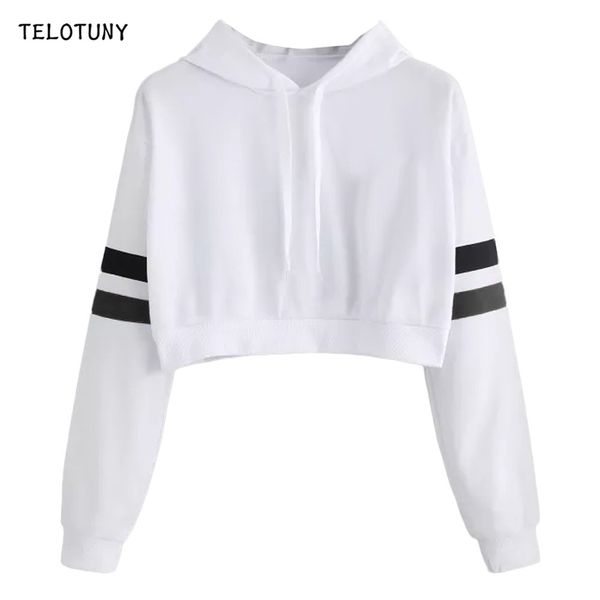 

telotuny fashion cat ear solid casual hooded sweatshirt hoodies pullover women spring autumn long sleeve female short l0801, White