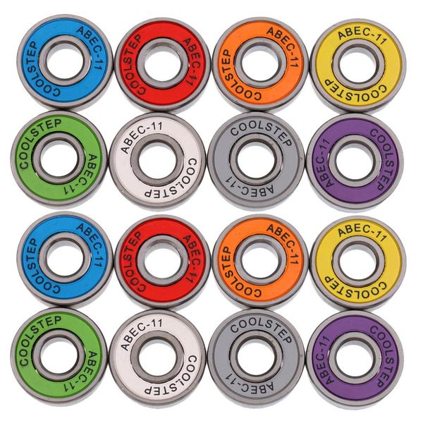 

16 pieces abec 11 high speed wearproof skateboard scooter inline bearings skate board accessories 16 pieces oxvcf