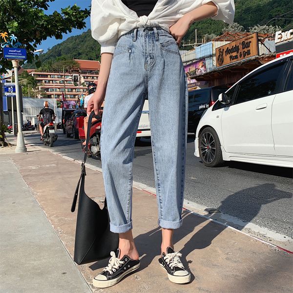 

vintage blue jeans woman high waist jeans plus size jean femme spring summer mom casual vaqueros mujer