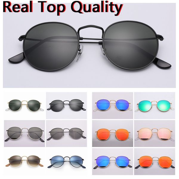 Acheter Mens Lunettes De Soleil Rondes Métal Véritable UV400 Lentilles De Verre Lunettes De Soleil Libre Étui En Cuir Original, Chiffon, Boîte, Acheter Mens Lunettes De Soleil Rondes Métal Véritable UV400 Lentilles De Verre Lunettes De Soleil Libre Étui En Cuir Original, Chiffon, Boîte,