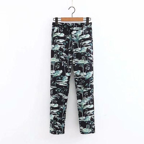 

women's pants women's 2019 summer new casual fashion waist print loose casual suit pants temperament wild, Black;white
