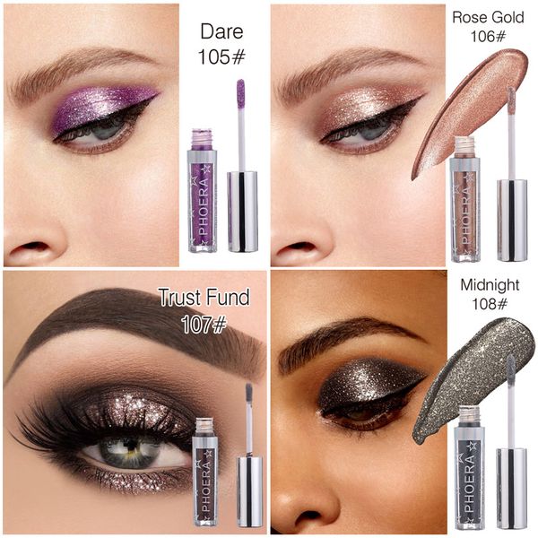 

phoera metallic glitter red eyeshadow diamond pearly waterproof liquid shimmer eye shadow fashion eyes makeup maquillage tslm2