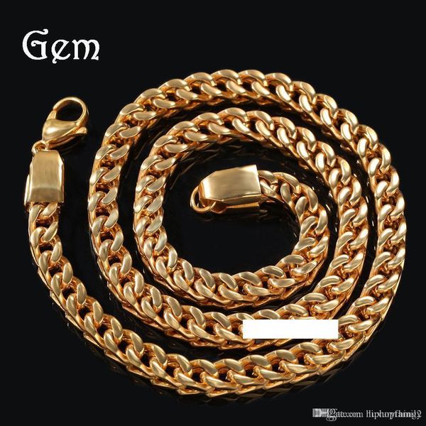 

6mm mens gold necklaces hip hop jeweley gold silver plated cuban link chains 316l stainless steel mens necklaces