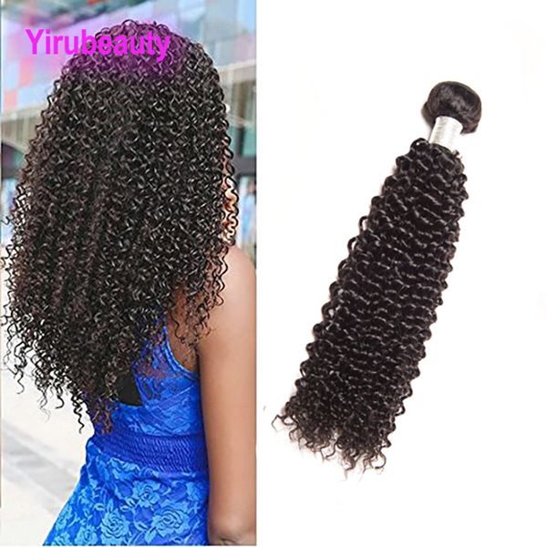 Cabelo virgem da Malásia um pacote Kinky encaracolado duplo trama barato extensões 1 peça cor natural